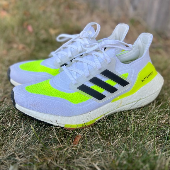 adidas Ultra Boost 21, Womens 8.5, White Solar Green - Picture 5 of 14